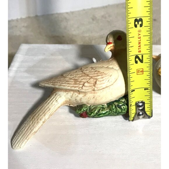 Dove Birds Christmas Tree Ornament Holly Accents Hard Plastic - Picture 12 of 12